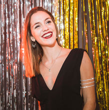 Load image into Gallery viewer, Jojomina Rhinestone Arm Cuff Jewelry for Women Multilayer Arm Bracelet Upper Arm Jewelry Crystal Silver Prom Bridal Bangle for Party Bride Wedding, 7.1 inches, Crystal Silver Rhinestone, crystal
