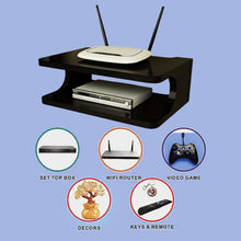 Load image into Gallery viewer, Dime Store Set top Box Stand | WiFi Router Holder Wooden Wall Shelves | Setup Box Stand for Home | Wall Mount Stylish WiFi Router Holder TV Cabinet Living Room Furniture
