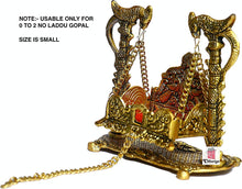 Load image into Gallery viewer, CHHARIYA CRAFTS Metal Krishna Jhula Laddu Gopal Jhula For Home And Office (16.5 X 9 X 16.5 Cm), Krishna Jhula, Gold
