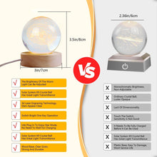 Load image into Gallery viewer, One94Store 3D Galaxy Crystal Ball Night Lamp - Engraved USB Table LED Wooden Light for Home Office Decoration and Birthday Gift (Galaxy)(Warm White)
