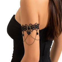 Load image into Gallery viewer, Rotaiboes Black Crystal Pendant Upper Arm Chain Bracelet Multi-layer Tassel Armlet Gothic Crystal Adjustable Open Arm Cuff Bangle Bracelets Summer Beach Body Jewelry for Women, Medium, Alloy, alloy
