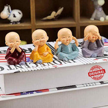 Load image into Gallery viewer, TIED RIBBONS Set of 4 Miniature Buddha Monk Statues for Home Decor and Gifts (Small, Multicolour) Resin
