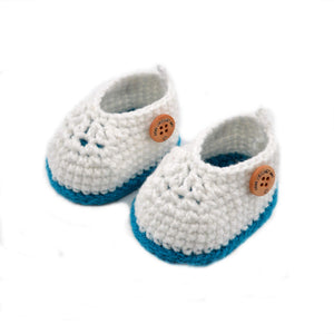 Double Layer Crochet Baby-Girls Multicolor Booties Shoes Newborn Socks Soft Sole Prewalker - Firozi, 6 Months