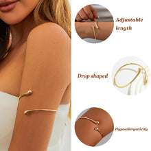 Load image into Gallery viewer, Arm Cuff for Women Upper Arm Jewelry Gold Band Bangle Bracelet Summer Beach Essentials, A:Waterdrop Gold, Adjustable
