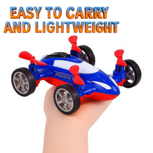 Load image into Gallery viewer, GRAPHENE Drone Flying Car Toy Friction Powered Realistic Moving Fans 4 Rotors with Red Propeller Blades 360° Wings Rotation Pullback Opening Push and Go Forward Backward Vehicle Design for Kids

