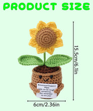 Load image into Gallery viewer, OXYGLOBE 15.5cm Crochet Sunflower, Crochet Plants Crochet Sunflower Crochet Doll Emotional Support Crochet Plant Doll Handmade Emotional Support Knitted Toy with Encourage Card
