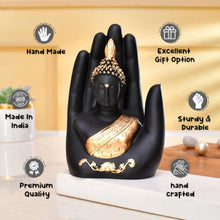 Load image into Gallery viewer, Craftvatika Golden Handcrafted Palm Buddha Idol for Home,Office and Gifts - Palm Buddha Hand Statues for Living Room Mandir Pooja Room Living Room Diwali Decor
