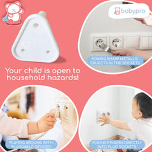 Load image into Gallery viewer, BabyPro BabyProofing Electric Socket Covers (Set of 12) for Baby Safety by Certified Professional Childproofer, Switch Board Covers (White) - Made in India
