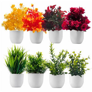 Ryme Plastic Small/Mini Fake Wild Artificial Plant with Pot/Vase for Home Office Decor Dimensions: 5 cm X 13 cm, Multi