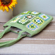Load image into Gallery viewer, Cotton Handmade Womens Stylish Cotton Hand Crochet Spacious Tote Bag Shopping Bag Handmade Knitting Shoulder Bag Multicolour Green
