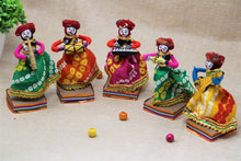 Load image into Gallery viewer, JH Gallery Recycled Material Rajasthani Home Decor Items Musician Bawla Puppets Idol Show Pieces for Home Decor 11 X 28 Cm Multicolor, 5 Pieces (Male Puppets)

