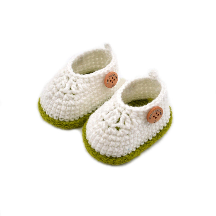 Double Layer Crochet Baby Girls Booties Green