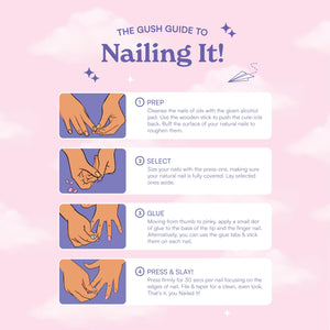 Gush Beauty Press On Nails | Reusable Extensions | Artificial Nails Set | Long Lasting Design | Glue Tabs and nail glue included | Pack of 24 Nails | For women (Celestial Gold - Short Round)
