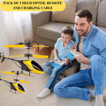Load image into Gallery viewer, KIDZYMON® RC Helicopter with Hand Gravity Sensor, Flying Remote Control Helicopter Toy, Chargeble, 3D Light &amp; Safety Sensor for Kids Age 4+ Years I Pack of 1 (Yellow)
