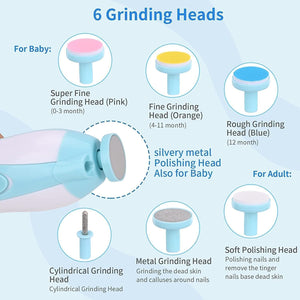 Baby Nail Trimmer New Born with Lights | Electric Baby Nail Cutter 0-6 Months with Multiple Filer Heads Adjustment | New Born Baby Products, Pack of 1