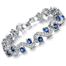 Load image into Gallery viewer, Shining Diva Fashion Royal Blue Crystal CZ Silver Plated Stylish Bracelet Gift for Girls Women(9576b)
