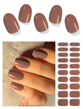 Load image into Gallery viewer, Cazuela 16PCS Semi Cured Gel Nail Polish Strips, Self Adhesive Full Wrap Gel Nail Art Sticker, Waterproof Gel Nail Wrap Stickers with Nail File and Stick (17Reddish Brown), 15 Centimeters
