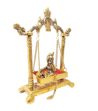 Load image into Gallery viewer, CHHARIYA CRAFTS Metal Krishna Jhula Laddu Gopal on Jhula Palana for Home Office Metal Krishna Murti Showpiece Figurines Religious Idol Gift Article
