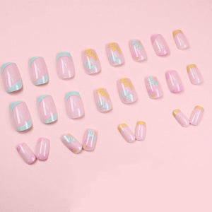 Buddy Jelly Trends Premium Designer 24pcs Stick-on Nails set, with Easy Glue Tab application, Nails are Reusable & Unbreakable (W1358)