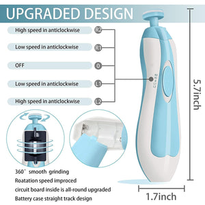 Baby Nail Trimmer New Born with Lights | Electric Baby Nail Cutter 0-6 Months with Multiple Filer Heads Adjustment | New Born Baby Products, Pack of 1