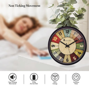 Solimo 12-inch Plastic & Glass Analog Wall Clock - Classic Roulette (Silent Movement, Black Frame)