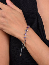 Load image into Gallery viewer, Nilu&#39;s Collection Copper Sterling Silver Plated Heart Shape Designed Charm Bracelet for Women (Pack of 1,Purple) (Purple)
