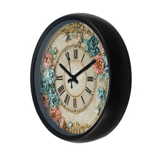 Load image into Gallery viewer, Solimo 12-inch Plastic &amp; Glass Wall Clock - Victorian Bliss (Silent Movement), Black
