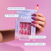 Load image into Gallery viewer, Gush Beauty Press On Nails | Reusable Extensions | Artificial Nails Set | Long Lasting Design | Glue Tabs and nail glue included | Pack of 24 Nails | For women (Ballerina Baby - Medium Square)
