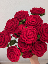 Load image into Gallery viewer, Handmade Crochet Red Roses Bouquet, Artificial Forever Flowers, Gift for Anniversary, Birthday, Valentine&#39;s Day
