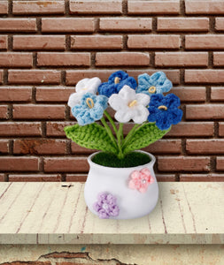 Crochet Flower, Crochet Flower Handcrafted Artificial Flower Pot Plant Emotional Support Decorative Bouquet for Table Home Office Car Dashboard Festive Crochet Gifts Crochet Bouquet Crochet Toy
