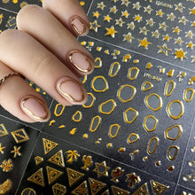Load image into Gallery viewer, Hyzone Gold Nail Stickers for Nail Art- 30 Sheets Different Designs 3D Self Adhesive Nails Decals Gold Nails Decoration Stickers Manicure Stick On Sticker for Women Wedding, Party, Concerts
