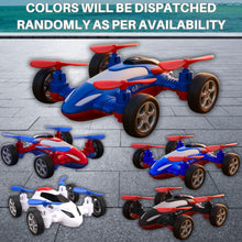 Load image into Gallery viewer, GRAPHENE Drone Flying Car Toy Friction Powered Realistic Moving Fans 4 Rotors with Red Propeller Blades 360° Wings Rotation Pullback Opening Push and Go Forward Backward Vehicle Design for Kids

