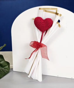 Artificial Flower Handmade Crochet Flower Heart Bouquet |Gifting for Him/Her, Girlfriend, Boyfriend, Weddings, Birthdays|Home Decor, Table, Office Desk, Bedroom(Fabric)