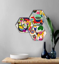 Load image into Gallery viewer, SAF Wood Set Of 3 Hexagon Kid&#39;S Room Decor Modern Art 6Mm Mdf Uv Textured Home Decorative Gift Item 12 Inch X 12 Inch Abstract Painting Sanfhx17
