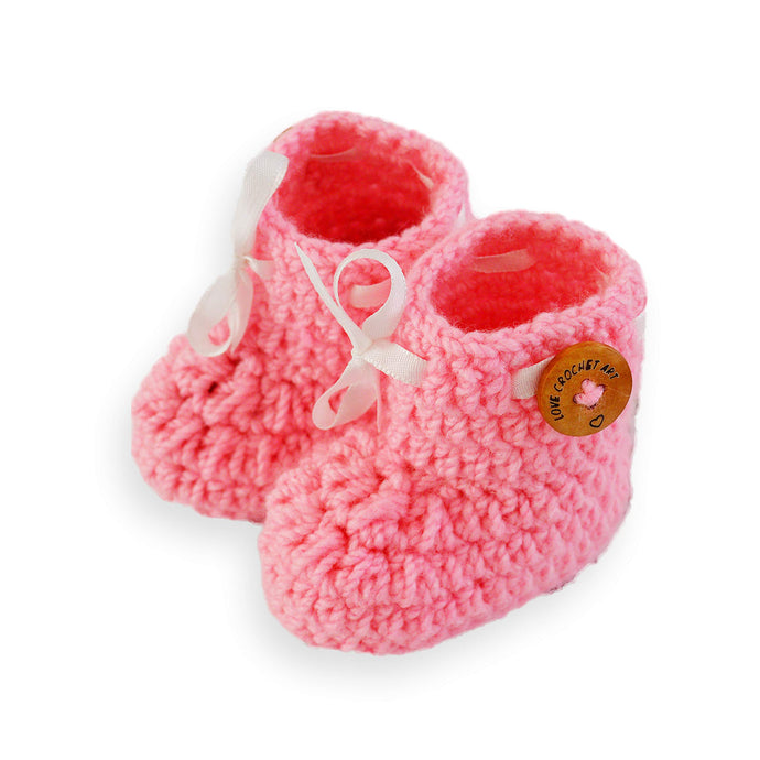 Baby-Boys Handmade Crochet Baby Shoes Baby Booties Knitted Booties (Pink, 0-6 Month)