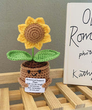 Load image into Gallery viewer, OXYGLOBE 15.5cm Crochet Sunflower, Crochet Plants Crochet Sunflower Crochet Doll Emotional Support Crochet Plant Doll Handmade Emotional Support Knitted Toy with Encourage Card
