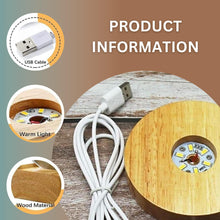 Load image into Gallery viewer, One94Store 3D Galaxy Crystal Ball Night Lamp - Engraved USB Table LED Wooden Light for Home Office Decoration and Birthday Gift (Galaxy)(Warm White)
