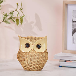 amazon basics Modern Classy Happy Owl Resin Art Figurine | Beautiful Home Decor (Brown)