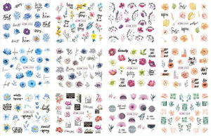 S.A.V.I 12 Sheets Water Transfer, Nail Fashion Sticker Decal, Flower Leaf DIY Manicure For Women