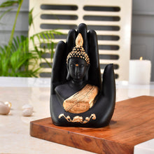 Load image into Gallery viewer, Craftvatika Golden Handcrafted Palm Buddha Idol for Home,Office and Gifts - Palm Buddha Hand Statues for Living Room Mandir Pooja Room Living Room Diwali Decor
