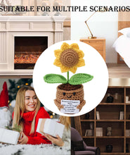 Load image into Gallery viewer, OXYGLOBE 15.5cm Crochet Sunflower, Crochet Plants Crochet Sunflower Crochet Doll Emotional Support Crochet Plant Doll Handmade Emotional Support Knitted Toy with Encourage Card
