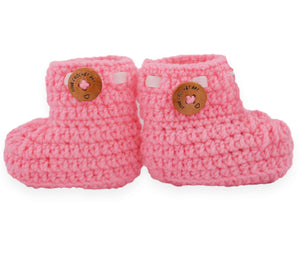 Baby-Boys Handmade Crochet Baby Shoes Baby Booties Knitted Booties (Pink, 0-6 Month)
