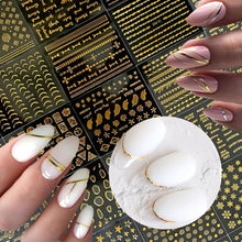 Load image into Gallery viewer, Hyzone Gold Nail Stickers for Nail Art- 30 Sheets Different Designs 3D Self Adhesive Nails Decals Gold Nails Decoration Stickers Manicure Stick On Sticker for Women Wedding, Party, Concerts
