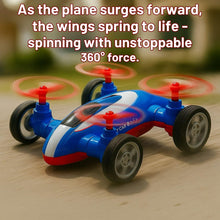 Load image into Gallery viewer, GRAPHENE Drone Flying Car Toy Friction Powered Realistic Moving Fans 4 Rotors with Red Propeller Blades 360° Wings Rotation Pullback Opening Push and Go Forward Backward Vehicle Design for Kids

