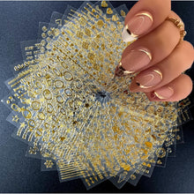 Load image into Gallery viewer, Hyzone Gold Nail Stickers for Nail Art- 30 Sheets Different Designs 3D Self Adhesive Nails Decals Gold Nails Decoration Stickers Manicure Stick On Sticker for Women Wedding, Party, Concerts
