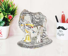 Load image into Gallery viewer, KridayKraft Kamdhenu Cow,Calf with Bal Gopal Krishna Metal Statue for Good Luck,Feng Shui As Table Top Figurine,Vastu,Religious Gau MATA Idol Home,Office&amp;Table Decorative,Animal,17 Cm,13.5 Cm,Silver

