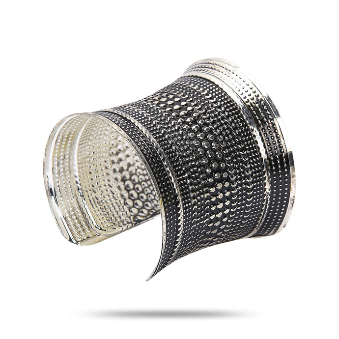 YouBella Jewellery Silver Plated Oxidised Cuff Bracelet Bangle for Women and Girls (Style 4)