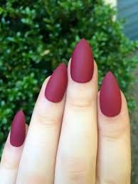 Light Maroon Shade Pointed Medium Length Plain Nail Art Artificial/Fake Press on Nails for Girls and Women