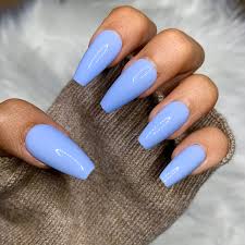 Light Blue Shade Short Length Plain Nail Art Artificial / Fake Nails / Press on Nails for Girls and Women