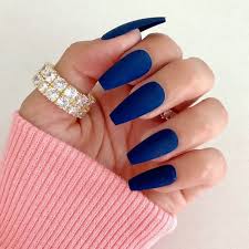 Dark Blue Medium Length Plain Nail Art Artificial / Fake Nails / Press on Nails for Girls and Women
